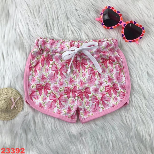 Deadline March 16 pink bow floral kids girls summer shorts
