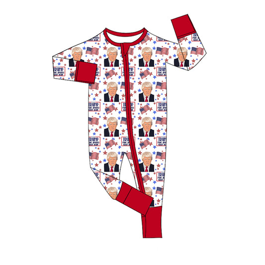 Deadline March 16 long sleeves flag flag baby kids zipper romper