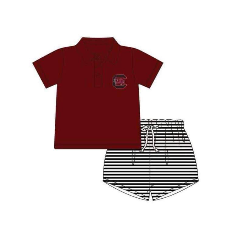 Deadline March 16 maroon polo shirt stripe shorts boys team outfits