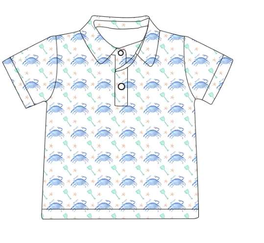 Deadline March 23 short sleeves crab kids boys polo shirt