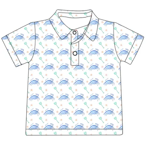 Deadline March 23 short sleeves crab kids boys polo shirt