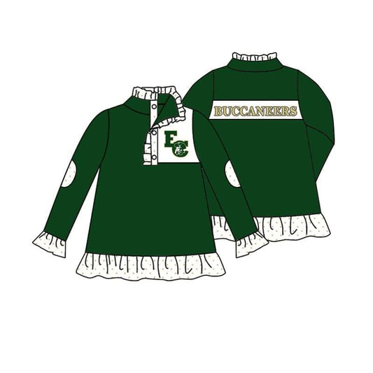 Deadline March 23 green polka dots ruffle girls team pullover