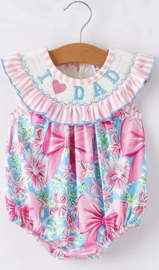 Deadline March 23 I love dad printed floral bow baby girls romper