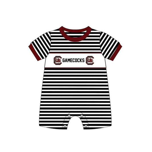Deadline March 23 Short sleeves maroon stripe baby boy team romper