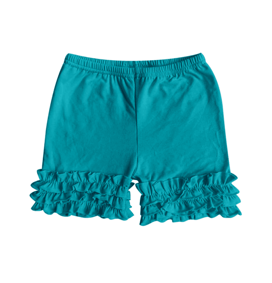 Deadline March 23 Teal cotton kids girls icing ruffle shorts