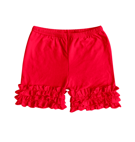 Deadline March 23 Red cotton kids girls icing ruffle shorts