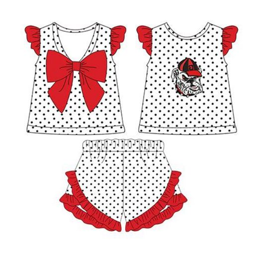 Deadline March 30 polka dots G bow top shorts girls team clothes