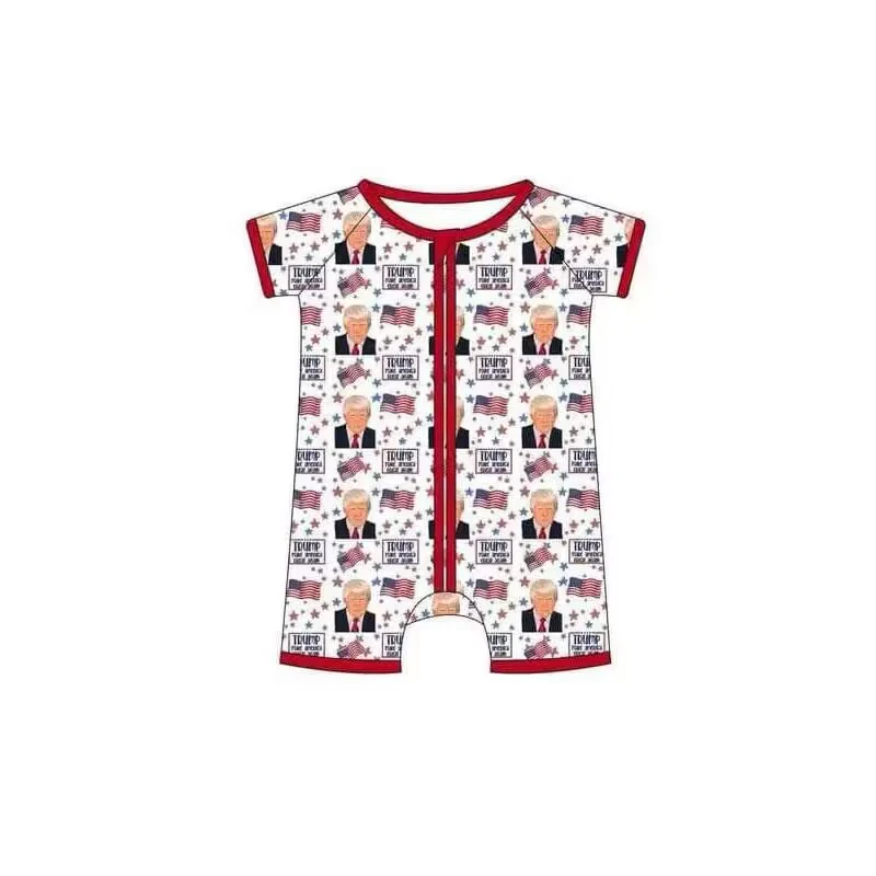 Deadline April 9 flag stars baby kids zipper romper