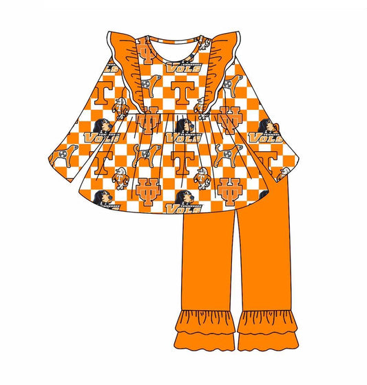 Deadline May 29 flutter sleeves dog plaid T tunic pants girls team clothes