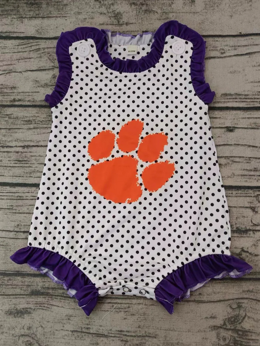 Deadline June 24 purple polka dots baby girls team romper