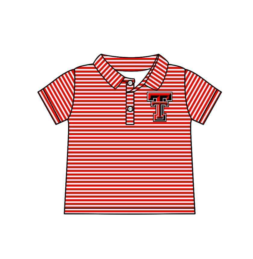 Deadline June 24 T red stripe short sleeves kids boys polo team shirt