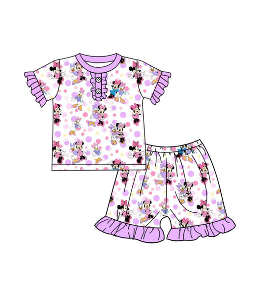 Deadline July 4 ruffle mouse top shorts girls summer pajamas