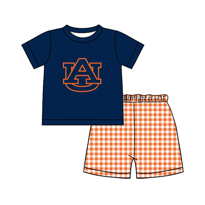 Deadline July 4 2025 blue A U top plaid shorts girls team clothes