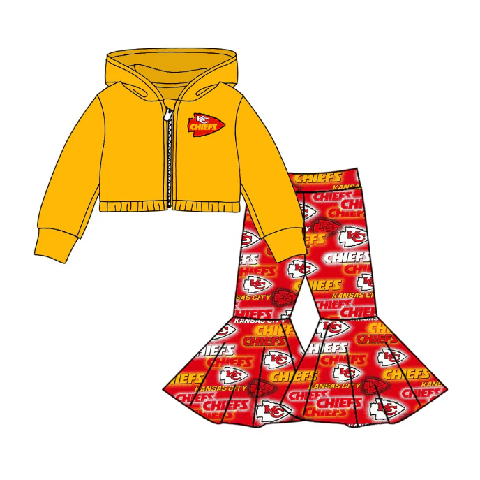 Deadline July 4 2025 yellow K C hooded jacket pants girls team outfits