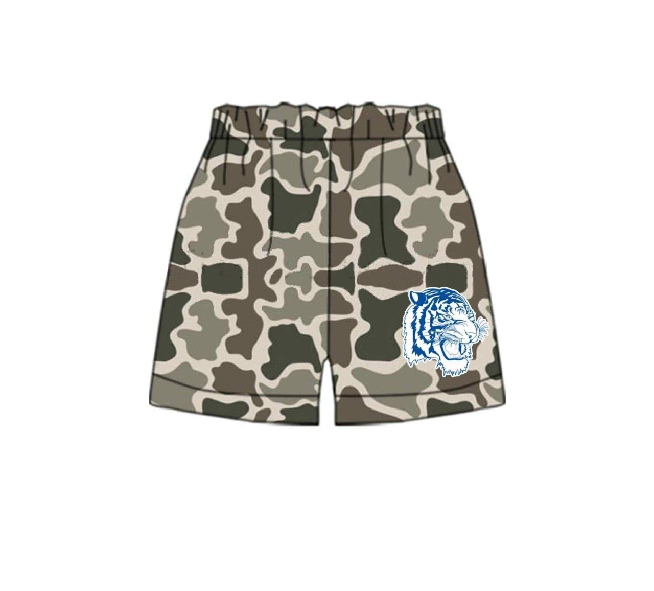 Deadline July 10 2025 camo light blue printed boys summer team shorts