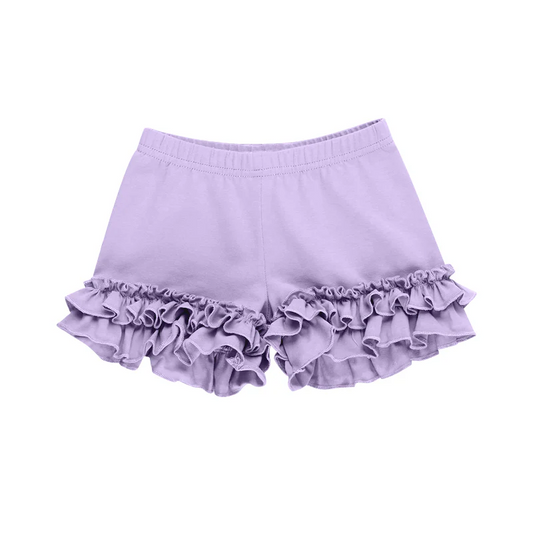 Deadline July 10 2025 lavender cotton kids girls summer ruffle shorts