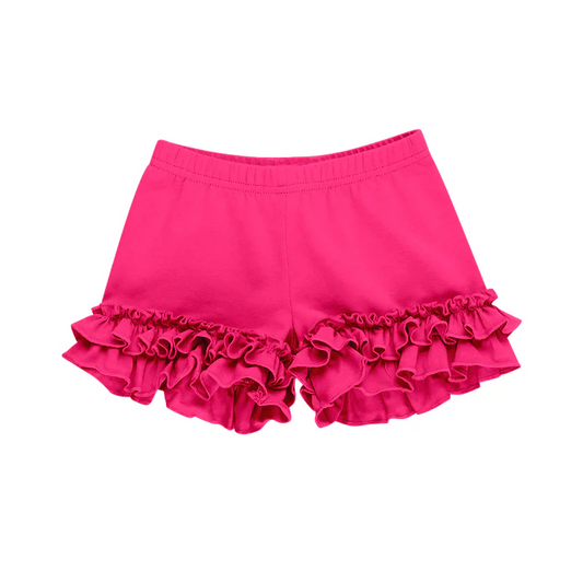 Deadline July 10 2025 hot pink cotton kids girls summer ruffle shorts