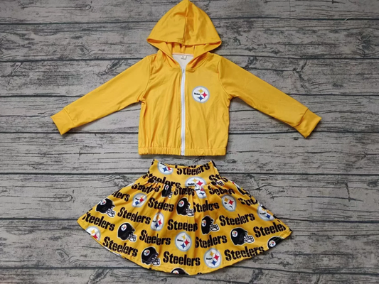 Deadline July 10 2025 yellow zip hooded jacket skirt girls team clothes