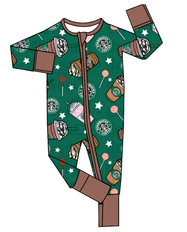 Deadline July 10 2025 green coffee baby kids zipper romper