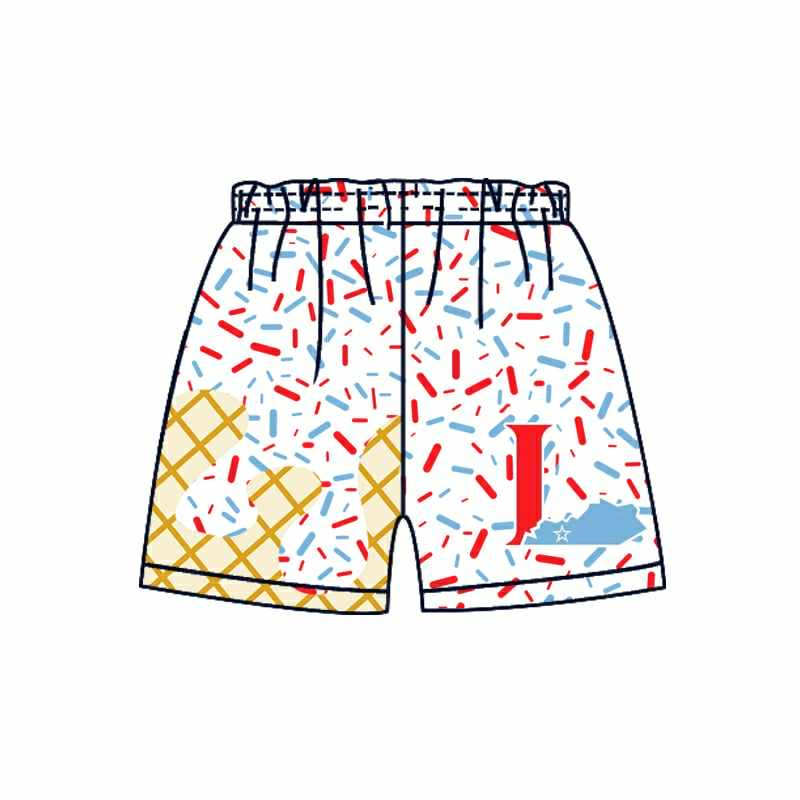 Deadline July 11 2025 white red ice cream sprinkle boys summer team shorts