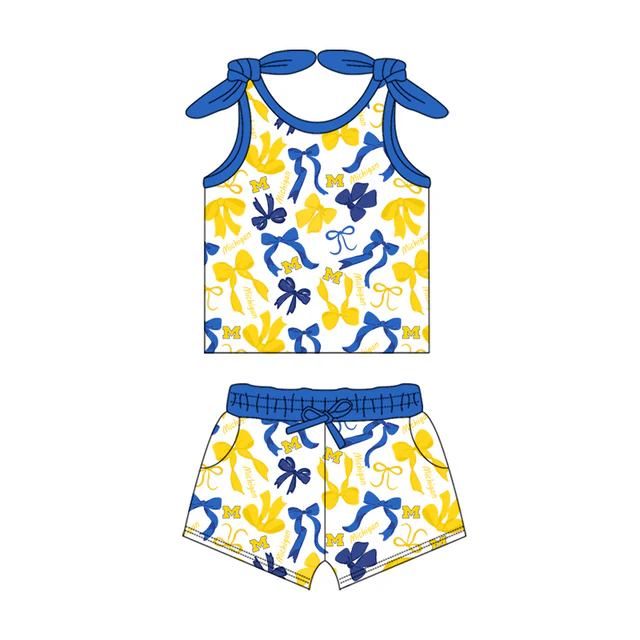 Deadline July 22 2025 sleeveless yellow blue bow M girls team clothes