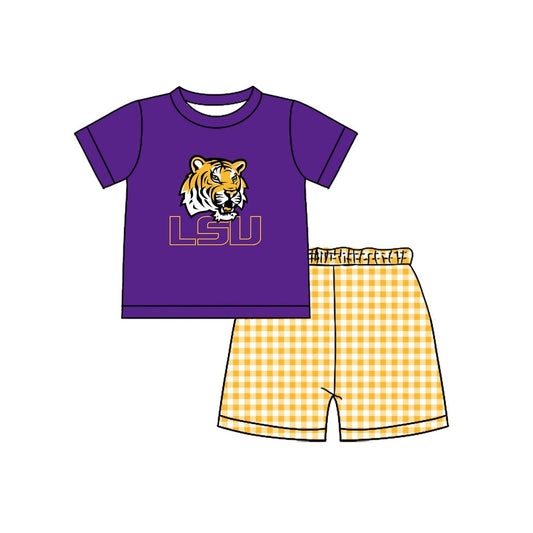Deadline July 22 2025 purple short sleeves tiger print boys team set