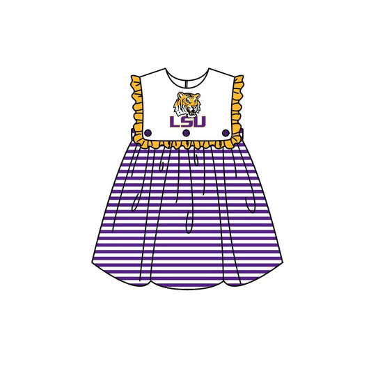 Deadline July 22 2025 tiger purple stripe baby girls team dress