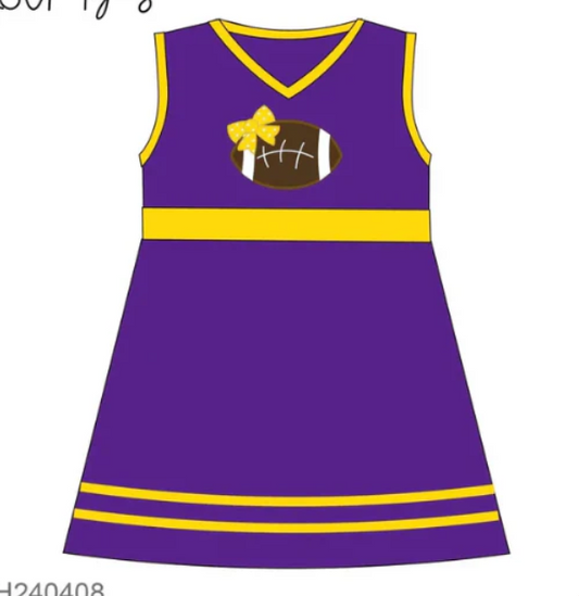Deadline Julyy 29 2025 sleeveless purple football bow girls team dress