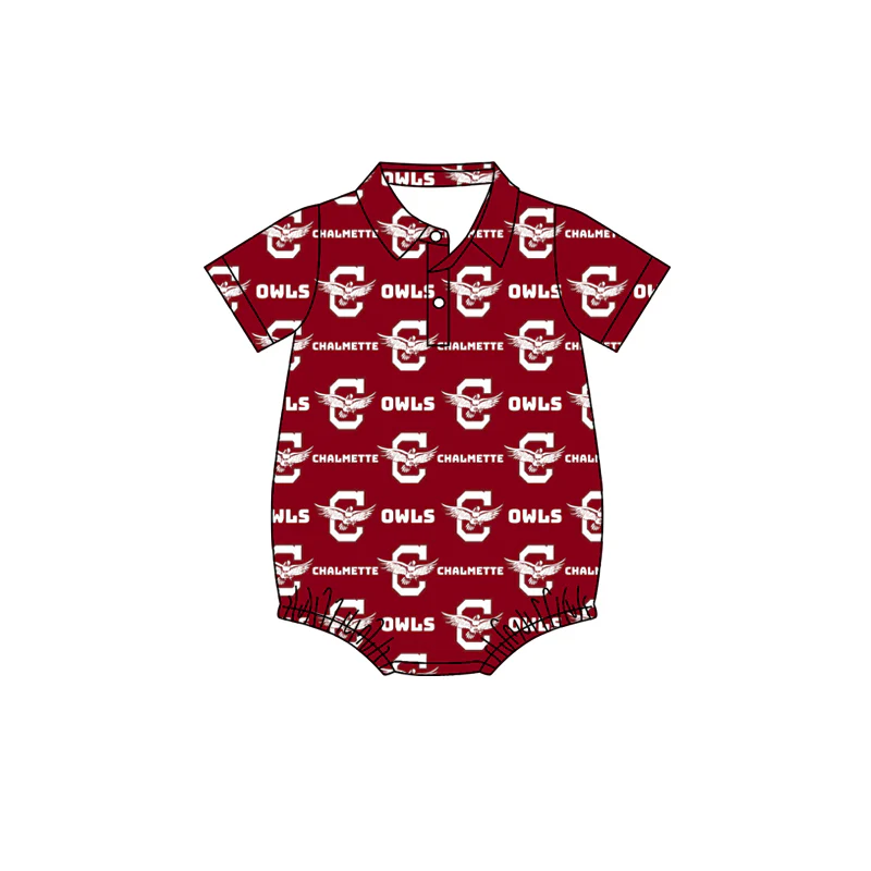 Deadline July 29 2025 short sleeves red owls baby boys romper