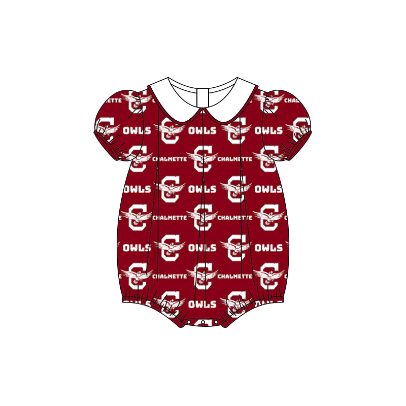 Deadline July 29 2025 short sleeves red owls baby girls romper