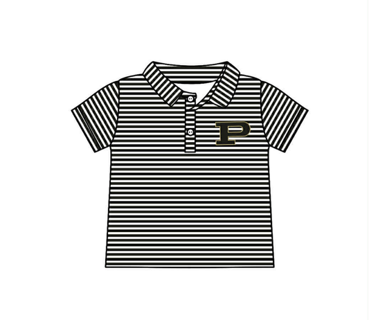 Deadline July 29 2025 short sleeves P stripe boys team polo shirt