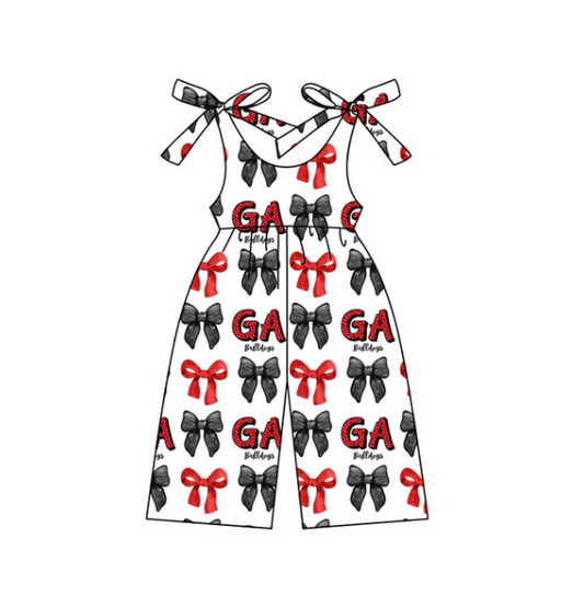 Deadline Aug 5 2025 red black G straps kids girls team jumpsuit