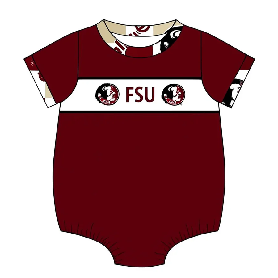 Deadline Aug 5 2025 short sleeves F S U baby boys team romper