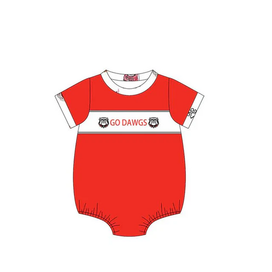 Deadline Aug 5 2025 short sleeves dog red baby boys team romper
