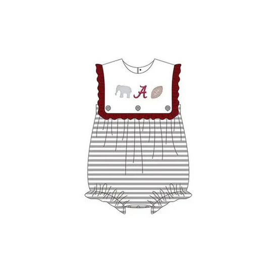 Deadline Aug 5 2025 A elephant stripe baby girls team romper