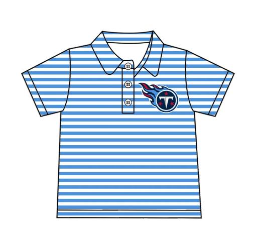 Deadline Aug 5 2025 short sleeves T blue stripe boys team polo shirt