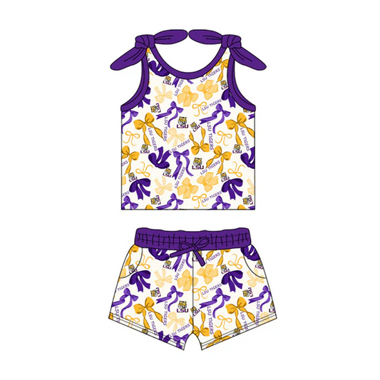 Deadline Aug 11 2025 sleeveless tiger purple bow girls team outfits