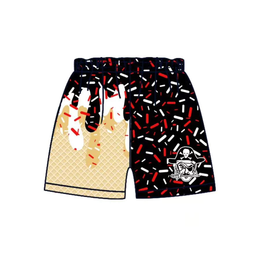 Deadline Aug 24 2025 black red ice cream drip boys summer team shorts
