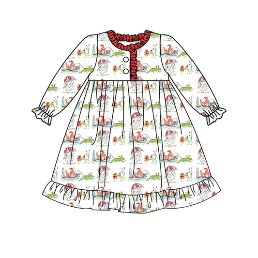 Deadline Aug 24 2025 long sleeves crocodile girls Christmas night dress