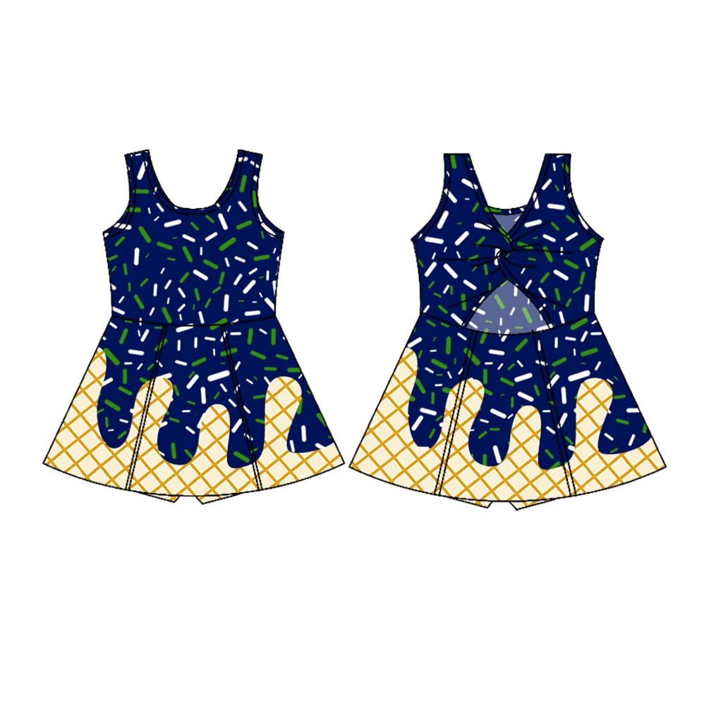 Deadline Aug 24 2025 sleeveless navy green ice cream sprinkle athletic dress