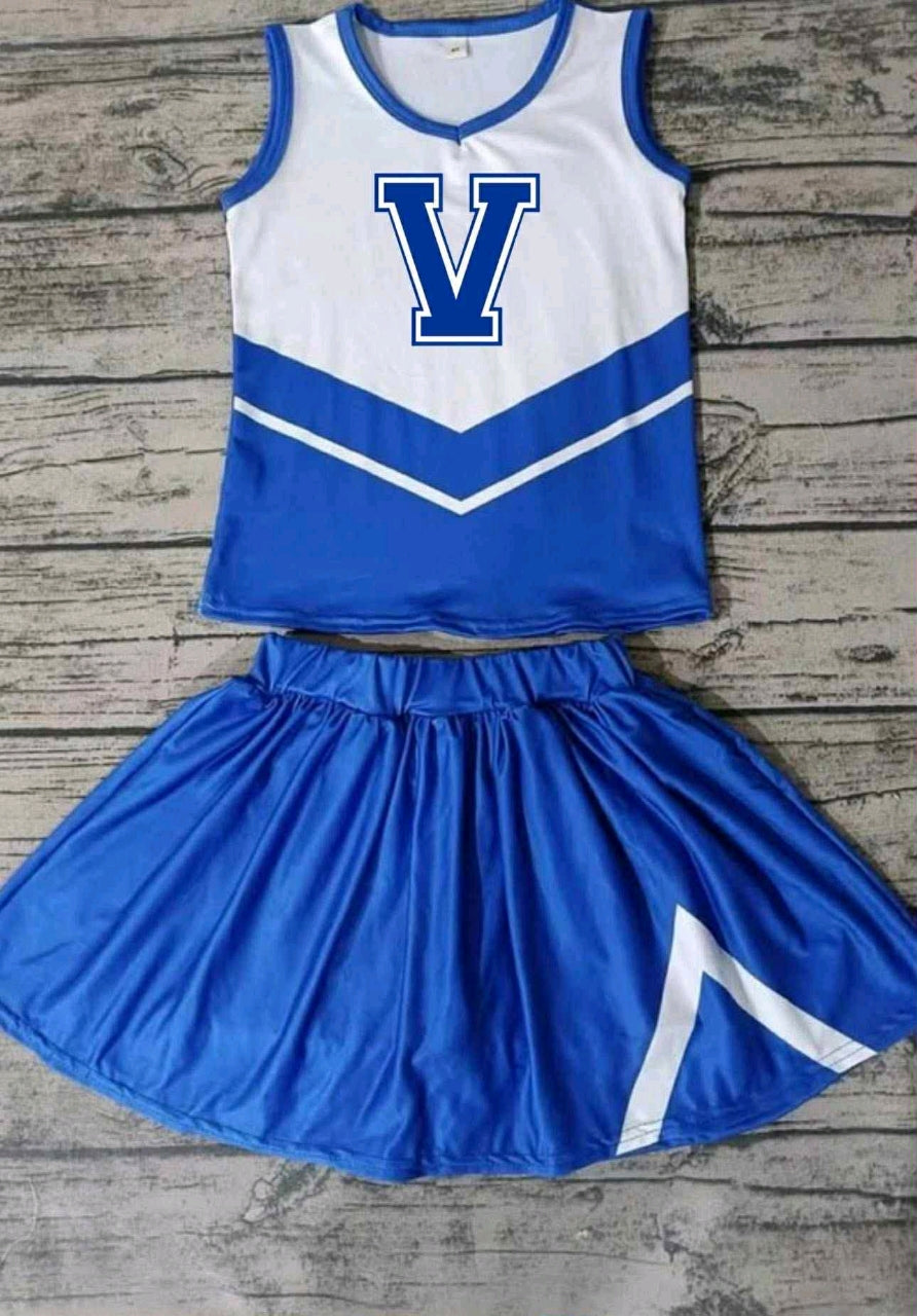Deadline Aug 24 2025 sleeveless V top blue skirt girls team clothes
