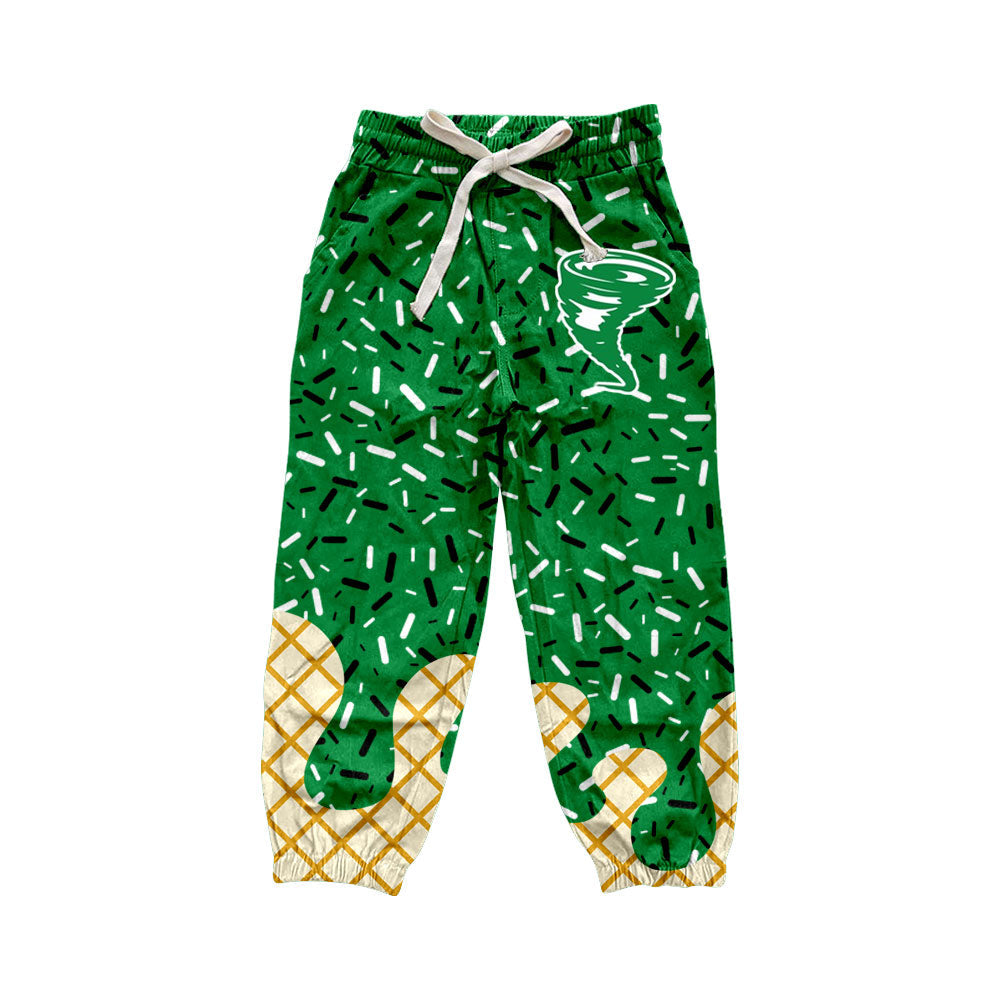 MOQ 3 pcs wind green ice cream sprinkle toddler kids team pants