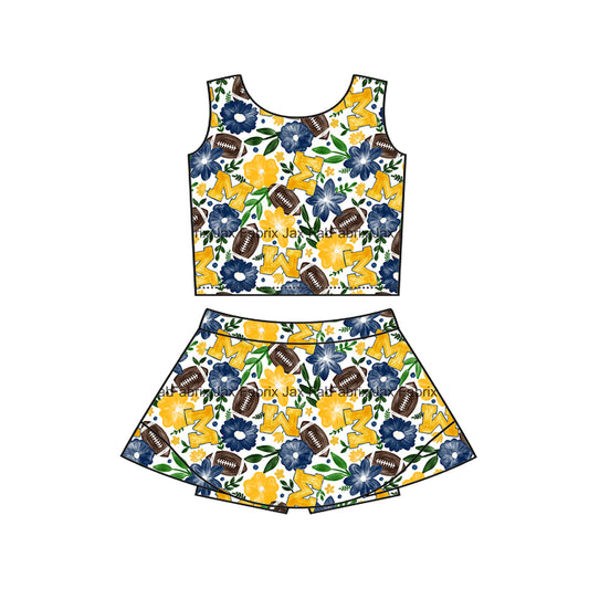 MOQ 5 pcs sleeveless floral M football kids girls team active outfits