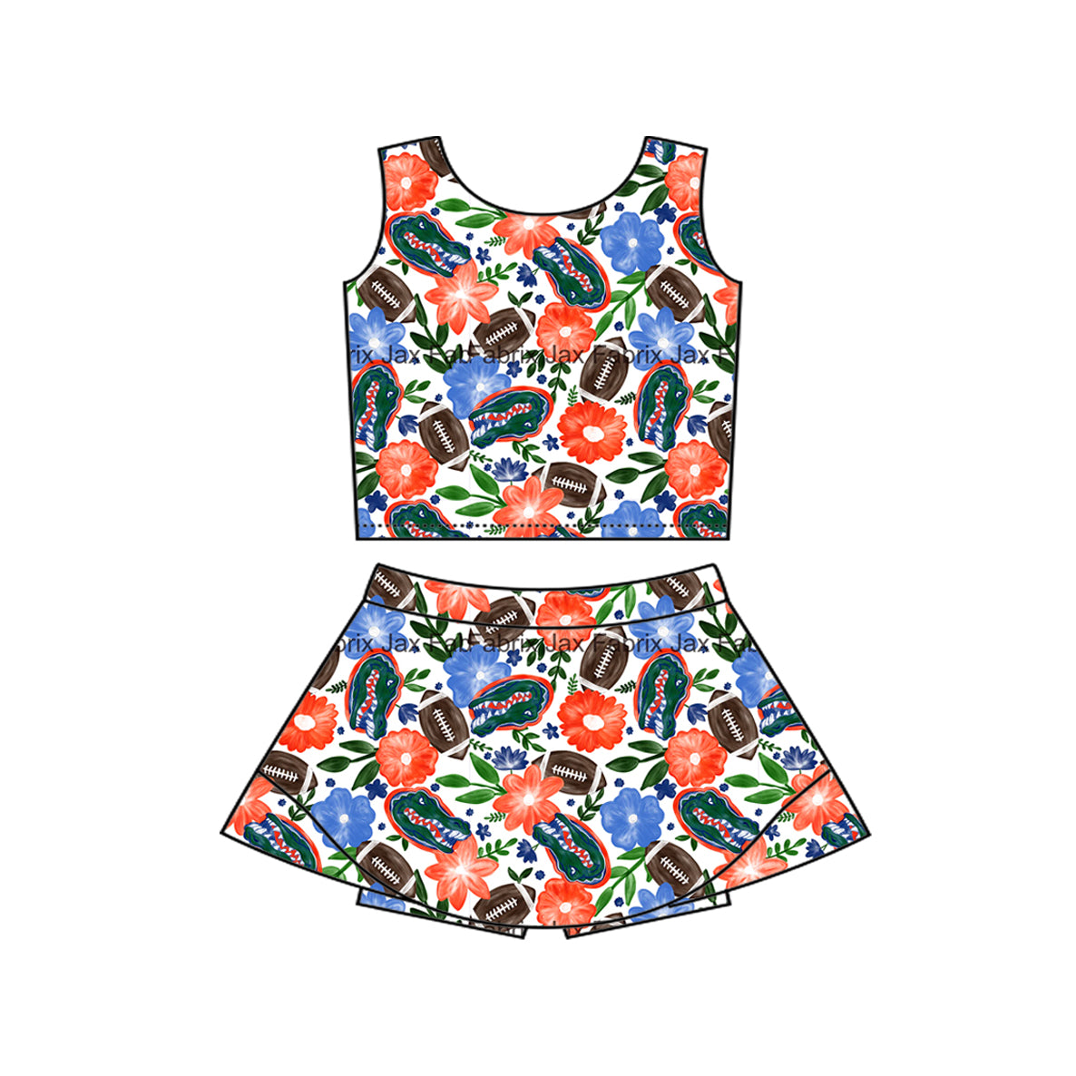 MOQ 5 pcs crocodile floral football kids girls team active outfits