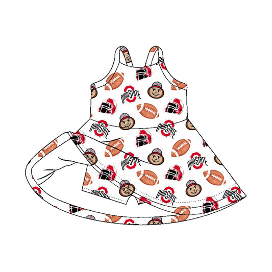 MOQ 5 pcs straps O kids girls team athletic dresses