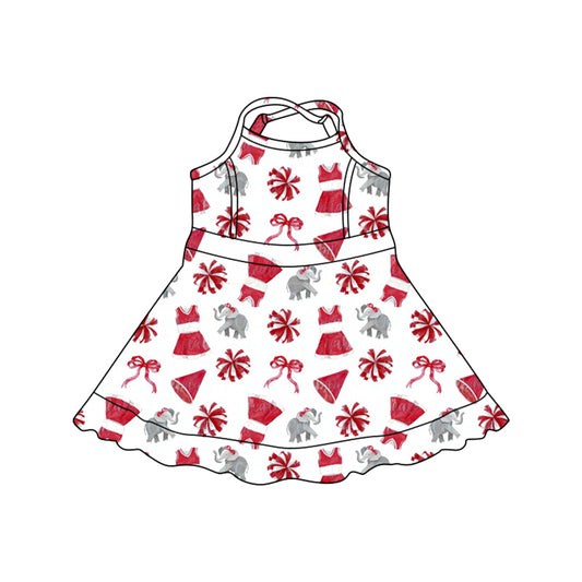 MOQ 5 pcs Straps elephant bow kids girls team athletic dress