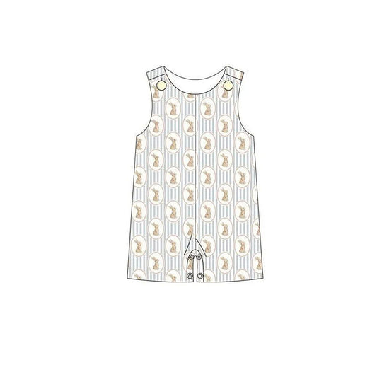 MOQ 5 pcs sleeveless stripe rabbit baby boy Easter romper