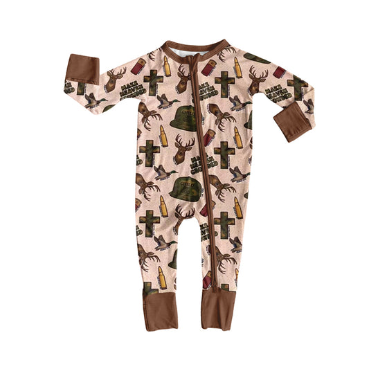 MOQ 5 pcs long sleeves child of god hat baby girls zipper romper