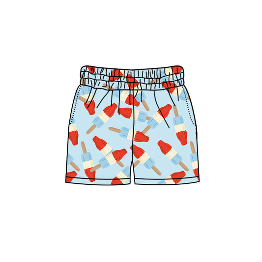MOQ 5 pcs light blue popsicle kids boys 4th of july shorts
