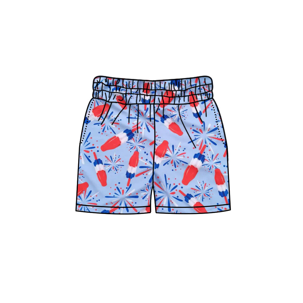 MOQ 5 pcs popsicle firework kids boys 4th of july shorts